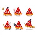 Halloween expression emoticons with cartoon character of slice of strawberry tart Royalty Free Stock Photo