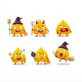 Halloween expression emoticons with cartoon character of yellow dried leaves