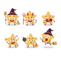 Halloween expression emoticons with cartoon character of yellow starfish