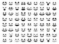 Halloween face icon set. Black Spooky pumpkin smile on white background. Design for the holiday Halloween