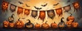 Halloween Facebook cover image with scary flags Royalty Free Stock Photo