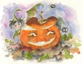 Halloween fairy elf and jack-o-lantern Royalty Free Stock Photo