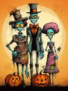 Halloween family in costume