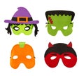 Halloween Felt Face Masks Isolated on White