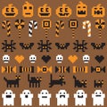 Halloween festive seamless pixel set in vector