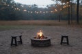 Halloween fire pit party with eerie lighting effects. Royalty Free Stock Photo