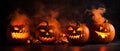 Halloween In Flame - Burning Pumpkins Generative AI Royalty Free Stock Photo