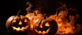 Halloween In Flame - Burning Pumpkins Generative AI Royalty Free Stock Photo