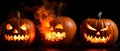Halloween In Flame - Burning Pumpkins Generative AI Royalty Free Stock Photo