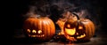 Halloween In Flame - Burning Pumpkins Generative AI Royalty Free Stock Photo