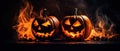 Halloween In Flame - Burning Pumpkins Generative AI