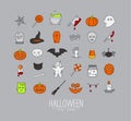 Halloween flat icons grey Royalty Free Stock Photo