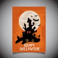 Halloween flier with spooky castle design