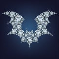 Halloween flying bat silhouettes made a lot of diamonds