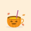 Halloween food. Cute pumpkin mug.