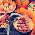 Halloween food, such as scary fingers and candies