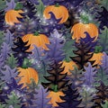 Halloween forest seamless pattern, vector Royalty Free Stock Photo