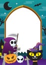 Halloween frame design green and cat Royalty Free Stock Photo