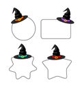 Halloween frame set with witch hat. Royalty Free Stock Photo