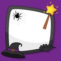 Halloween Frame with Witch Hat & Web Royalty Free Stock Photo
