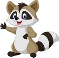 Cartoon happy raccoon waving hand Royalty Free Stock Photo