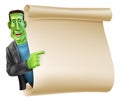 Halloween Frankenstein Scroll Banner Royalty Free Stock Photo