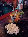 Halloween fruity cocktail in a bucket with popcorn at the Castle Complex Chiangmai Thailand in June 2022