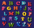 Halloween funny alphabet for children vector