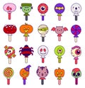 Halloween funny lollipop. Sweet candies on stick