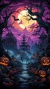Halloween game card in the style of colorful pixel, japanese folklore. AI Generative