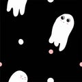 A Halloween themed background depicting ghosts with various expressions and poses. Seamlessly repeatable. Eps 8 Vector