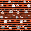 Halloween Ghost Bat Pumpkin Seamless Pattern Backg