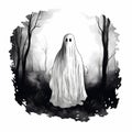 Halloween Ghost Drawing for Teachers and Artists Royalty Free Stock Photo