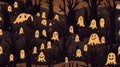 halloween ghost forest seamless pattern Royalty Free Stock Photo