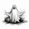 Halloween Ghost Line Art Royalty Free Stock Photo