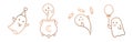 Halloween ghost line art. Vector cute ghost clipart