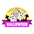 Halloween ghost night logo, cartoon style Royalty Free Stock Photo