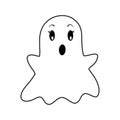 Halloween ghost outline isolated illustration on white background. Cute thin line icon