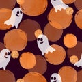 Halloween ghost pattern. Seamless vector background with cute cartoon ghosts
