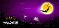 Halloween ghost scary purple background Royalty Free Stock Photo