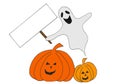 Halloween ghost with sign Royalty Free Stock Photo