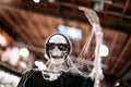 Halloween ghost skeleton displayed at grocery store