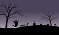 Halloween ghost in tomb silhouette