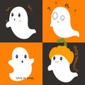 Halloween Ghosts Cartoon Vector Set