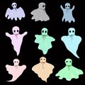 Halloween ghosts. Ghostly monster with Boo scary face shape. Royalty Free Stock Photo