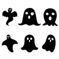 Halloween ghosts. Ghostly monster with Boo scary face shape. Spooky ghost white fly fun cute evil horror silhouette for scary octo Royalty Free Stock Photo