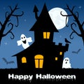 Halloween Ghosts, Haunted House & Bats Royalty Free Stock Photo