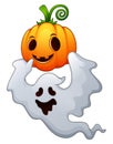 Halloween ghosts holding a pumpkin Royalty Free Stock Photo