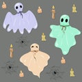 Halloween ghosts pattern. Ghostly monster with Boo scary face shape. Royalty Free Stock Photo