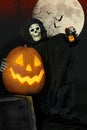Halloween Ghoul and Jack-O-Lantern Selfie Royalty Free Stock Photo